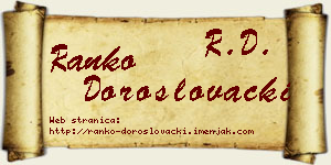 Ranko Doroslovački vizit kartica